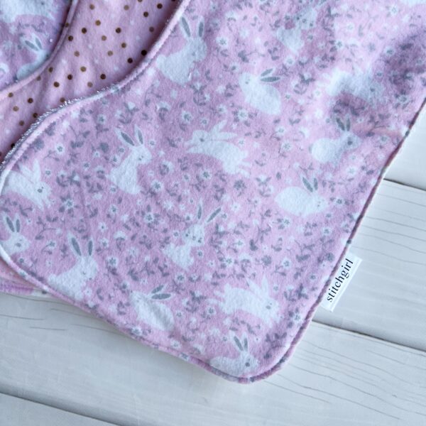 3 Shoulder Burp Towels - Pink Bunnies - Image 3