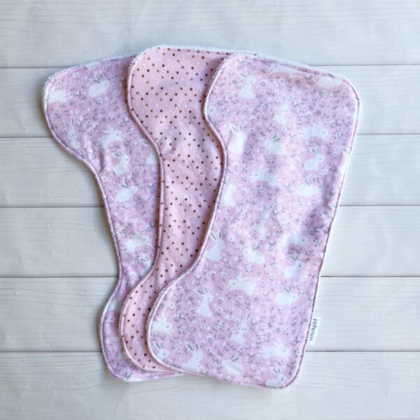 3 Shoulder Burp Towels - Pink Bunnies